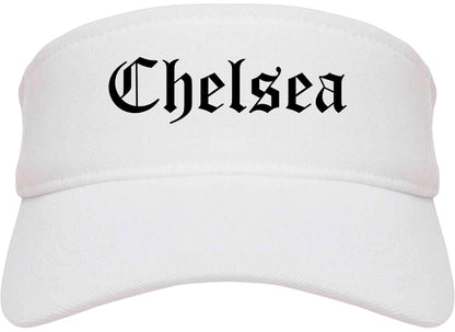 Chelsea Michigan MI Old English Mens Visor Cap Hat White