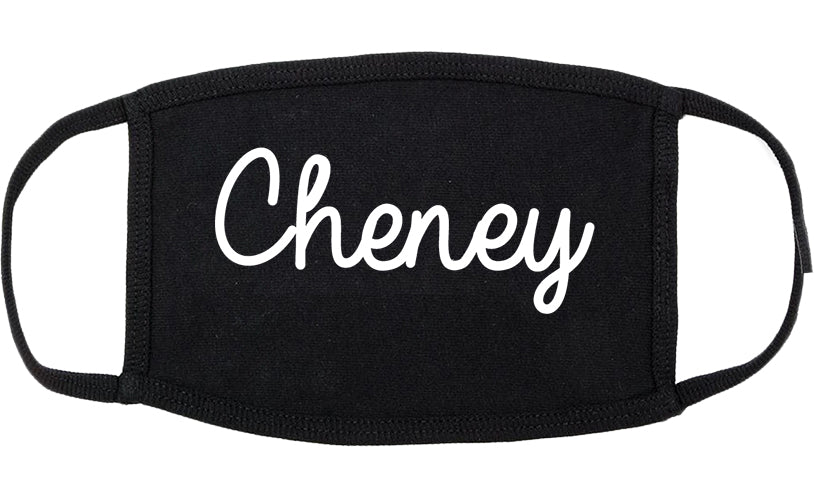 Cheney Washington WA Script Cotton Face Mask Black