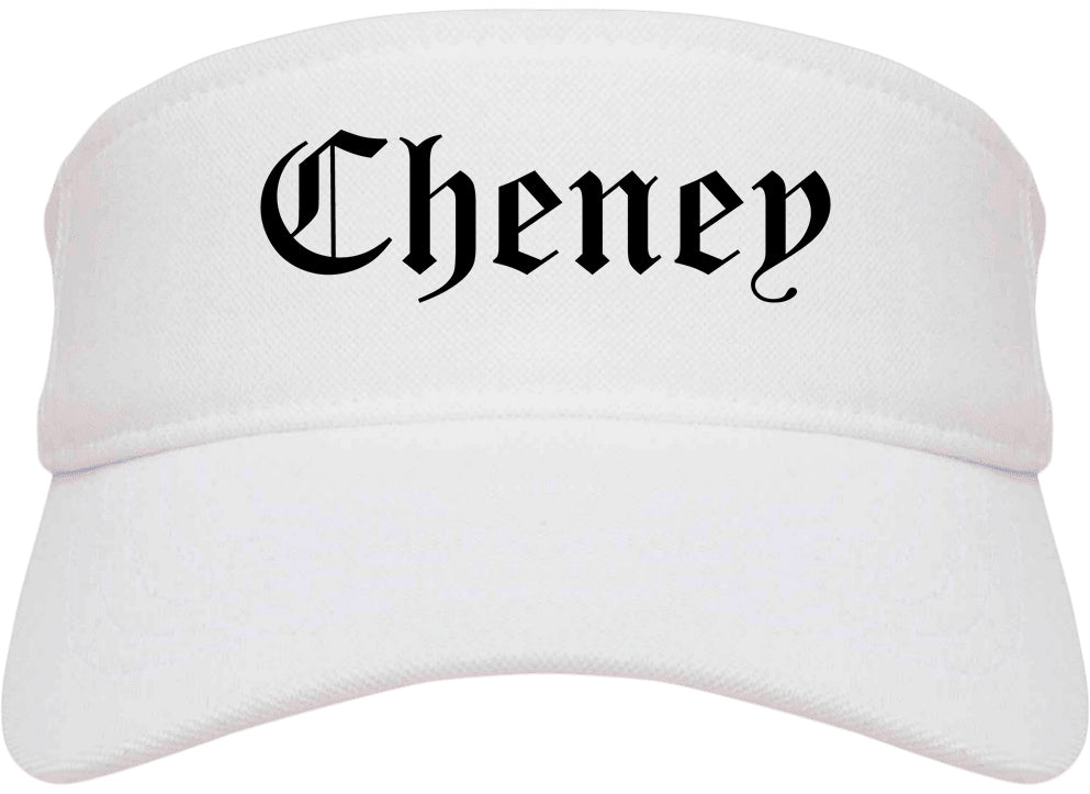 Cheney Washington WA Old English Mens Visor Cap Hat White