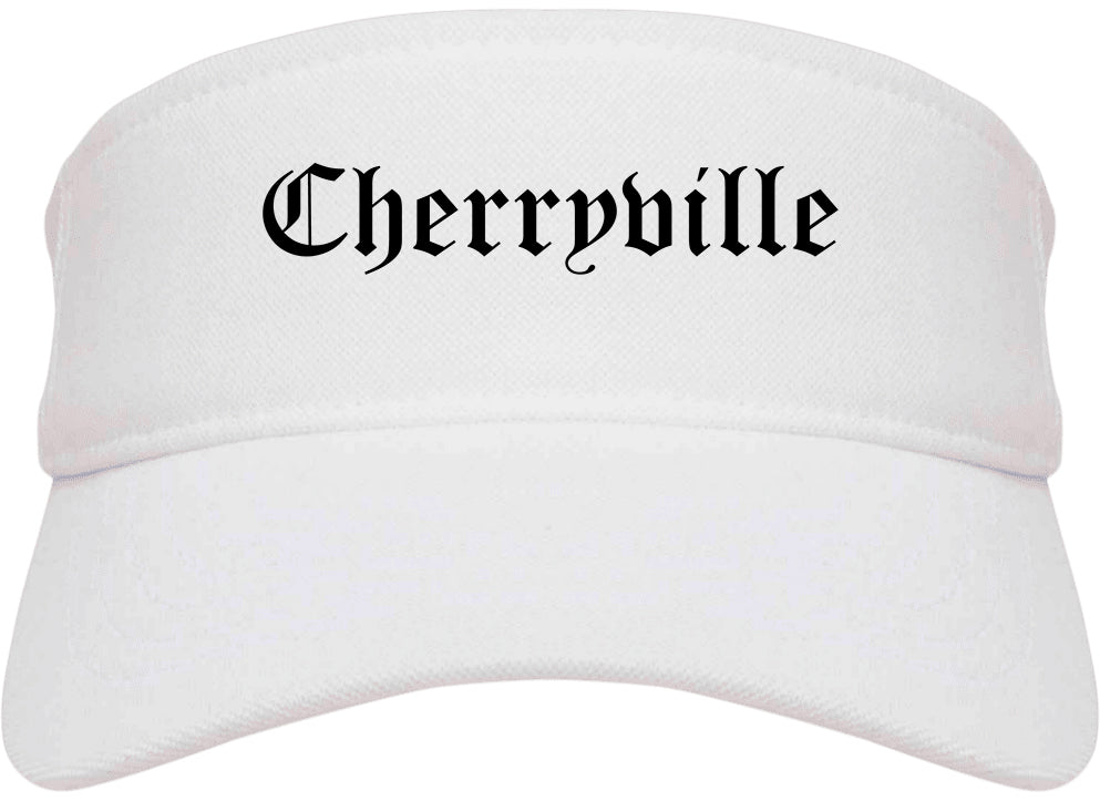 Cherryville North Carolina NC Old English Mens Visor Cap Hat White
