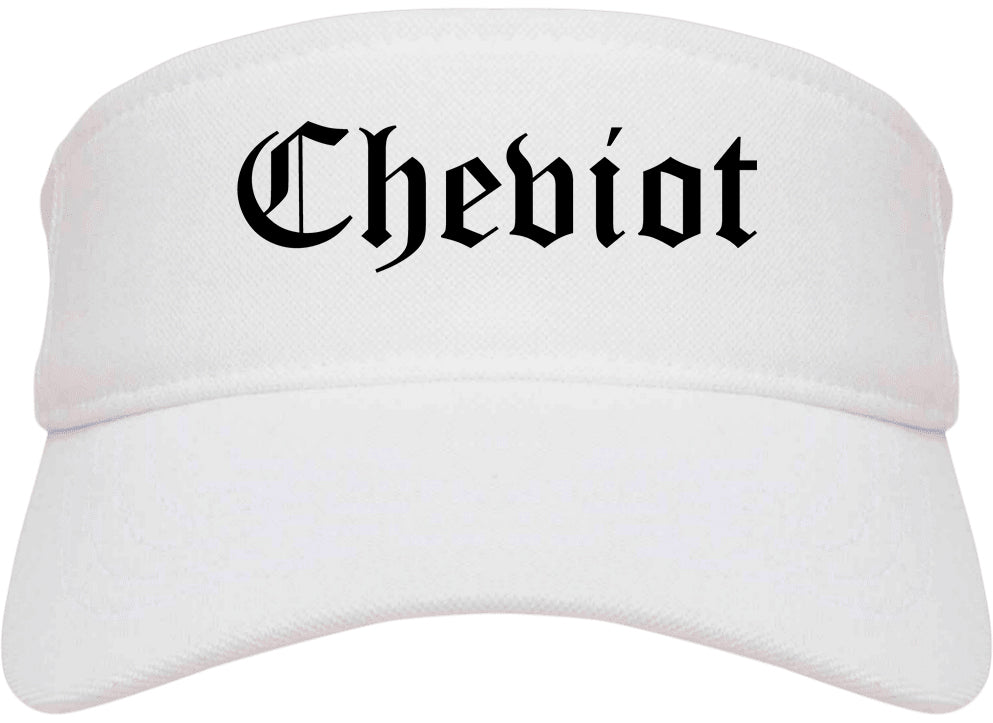 Cheviot Ohio OH Old English Mens Visor Cap Hat White