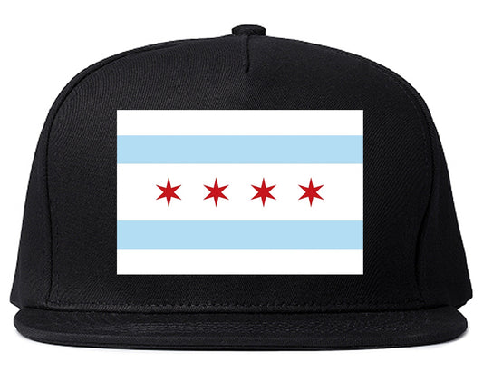 Chicago City Flag Illinois Mens Snapback Hat Black
