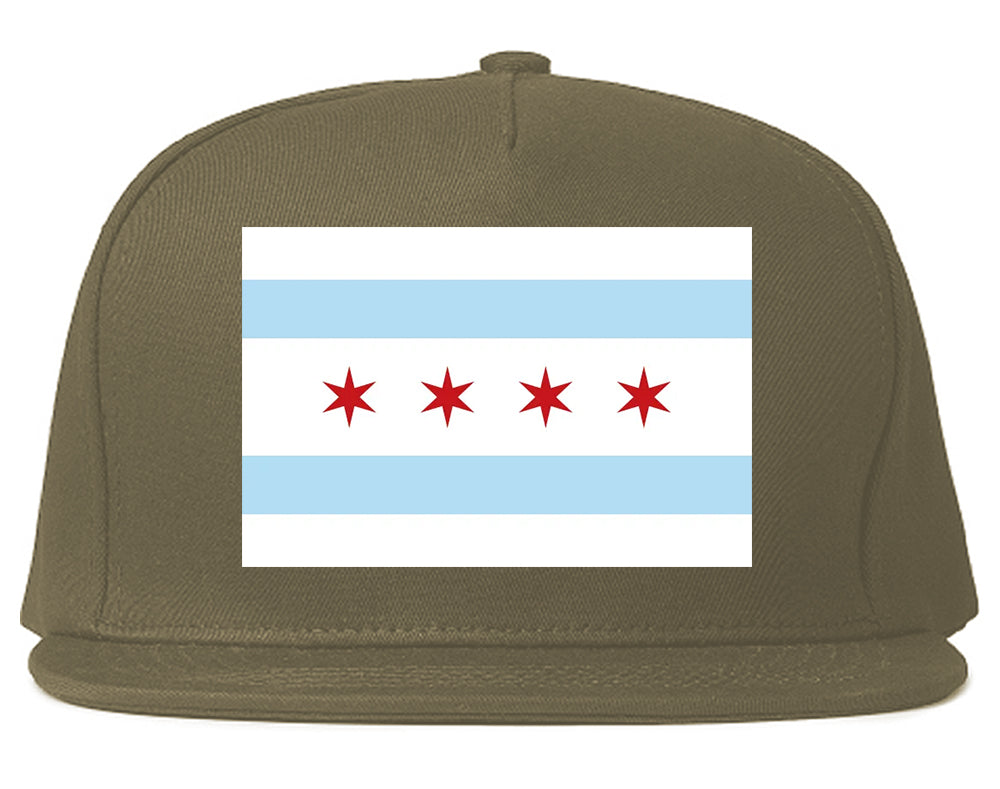 Chicago City Flag Illinois Mens Snapback Hat Grey