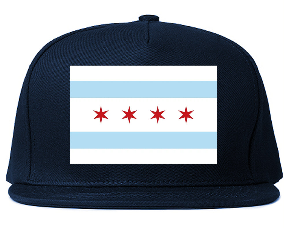 Chicago City Flag Illinois Mens Snapback Hat Navy Blue
