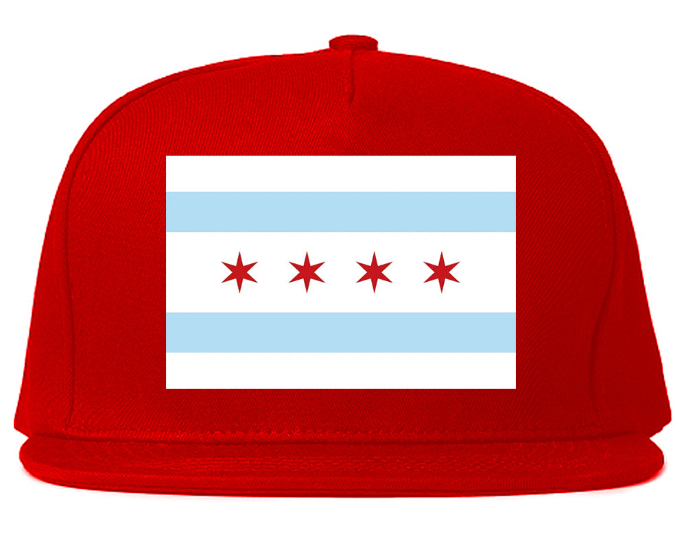 Chicago City Flag Illinois Mens Snapback Hat Red