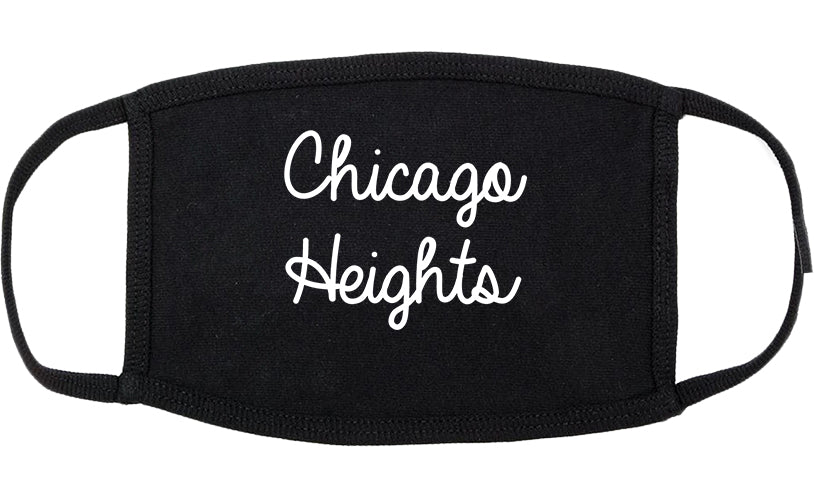 Chicago Heights Illinois IL Script Cotton Face Mask Black
