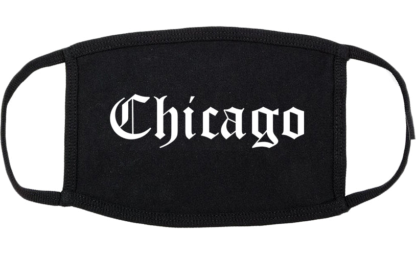Chicago Illinois IL Old English Cotton Face Mask Black