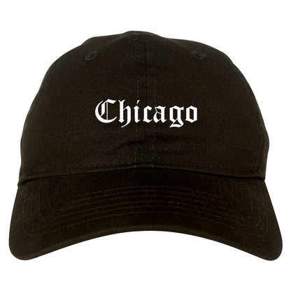 Chicago Illinois IL Old English Mens Dad Hat Baseball Cap Black