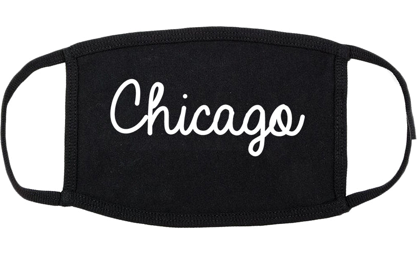 Chicago Illinois IL Script Cotton Face Mask Black