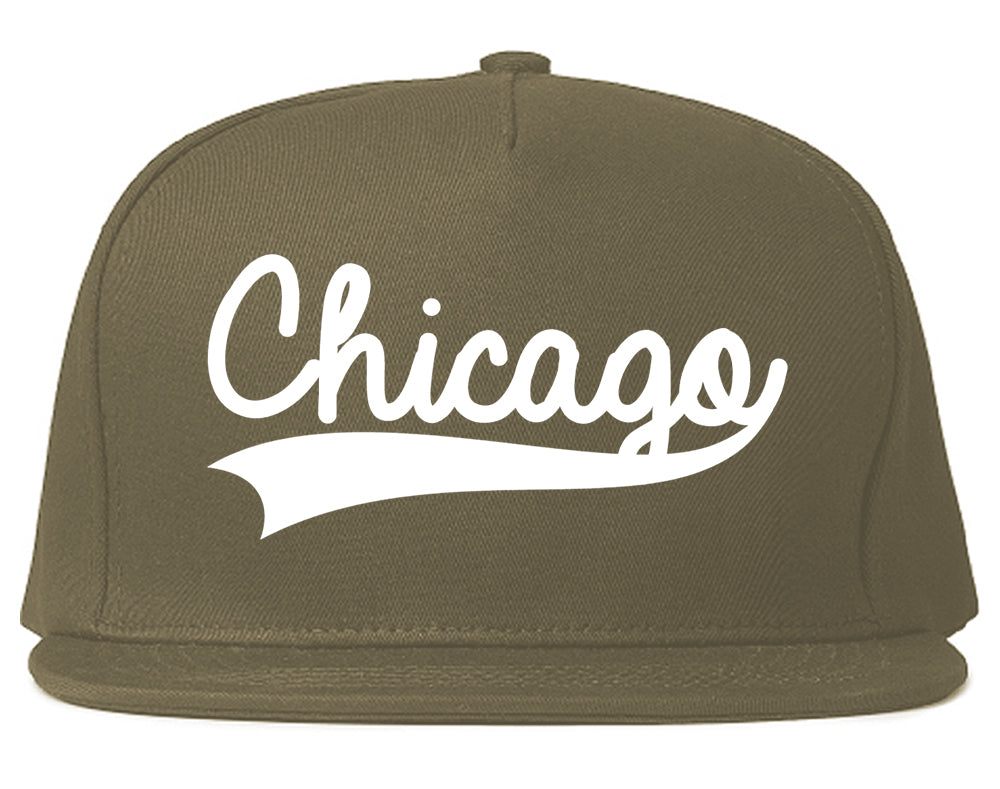 Chicago Old School Varsity Logo Mens Snapback Hat Grey