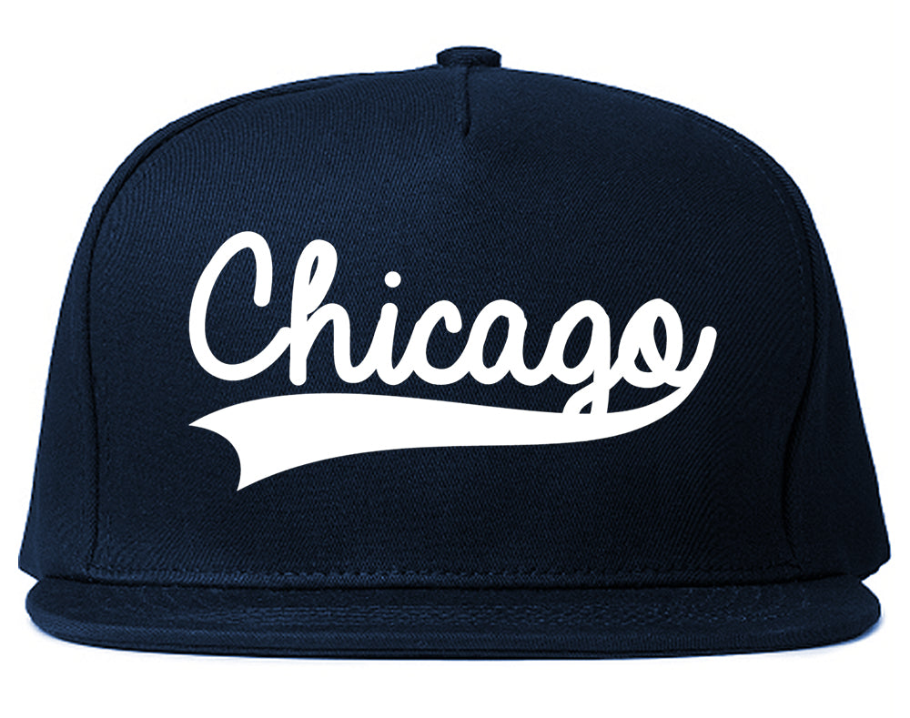 Chicago Old School Varsity Logo Mens Snapback Hat Navy Blue
