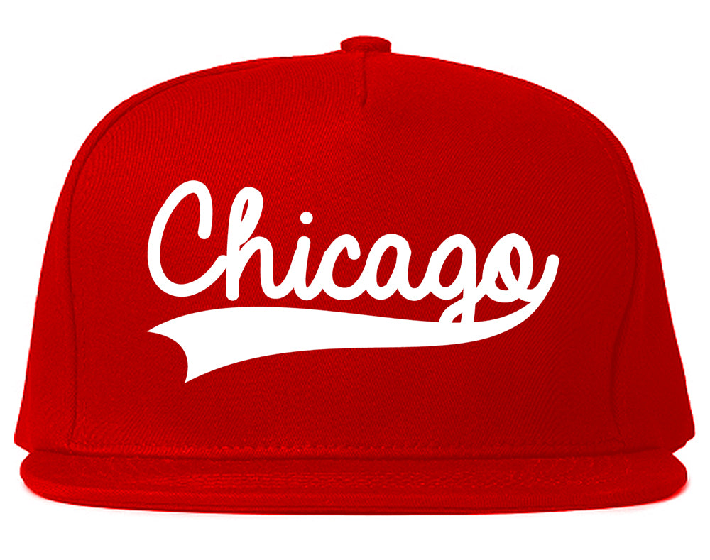 Chicago Old School Varsity Logo Mens Snapback Hat Red