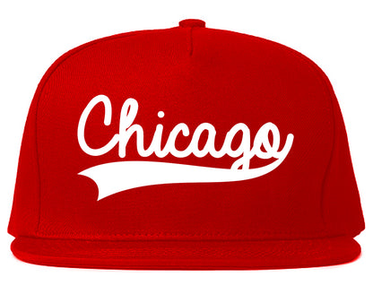 Chicago Old School Varsity Logo Mens Snapback Hat Red