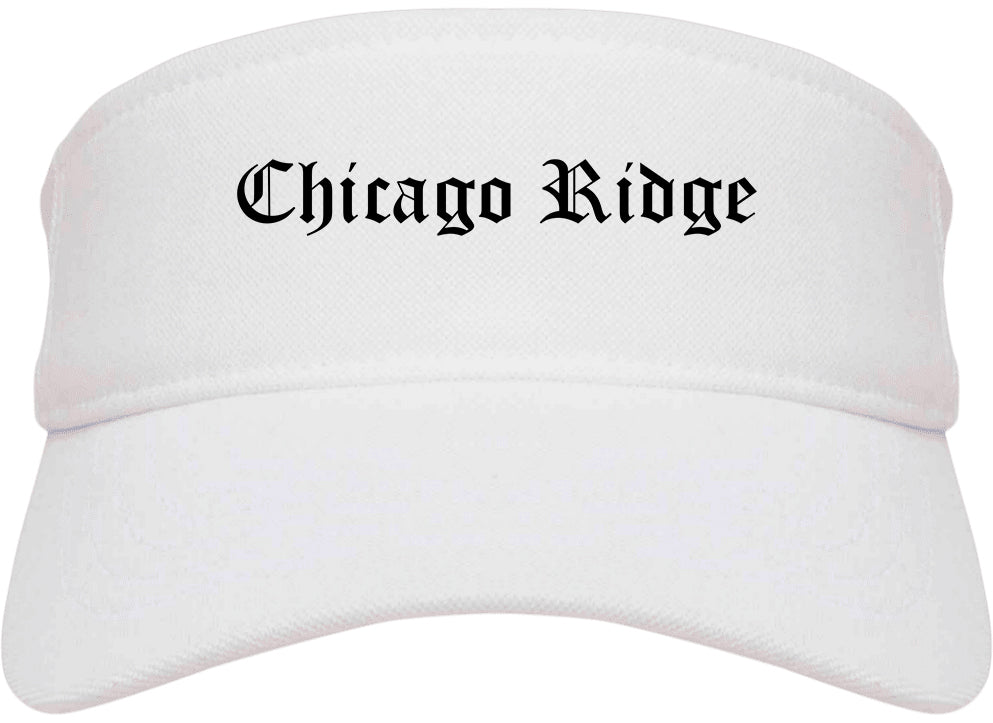 Chicago Ridge Illinois IL Old English Mens Visor Cap Hat White