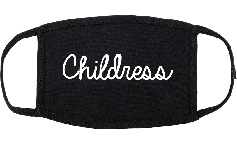 Childress Texas TX Script Cotton Face Mask Black
