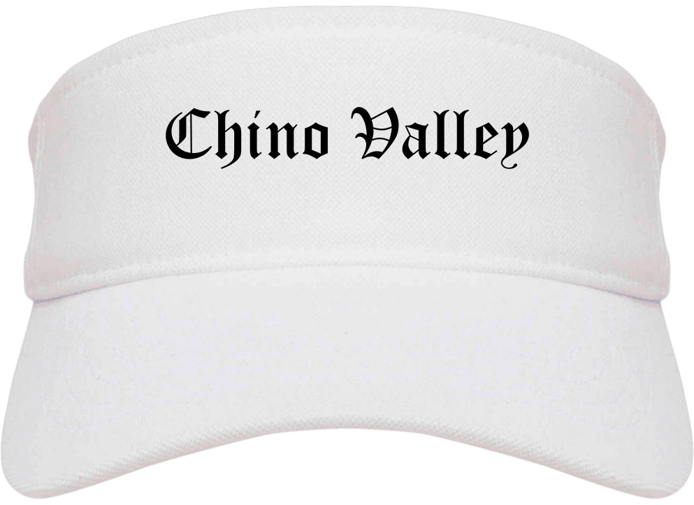 Chino Valley Arizona AZ Old English Mens Visor Cap Hat White
