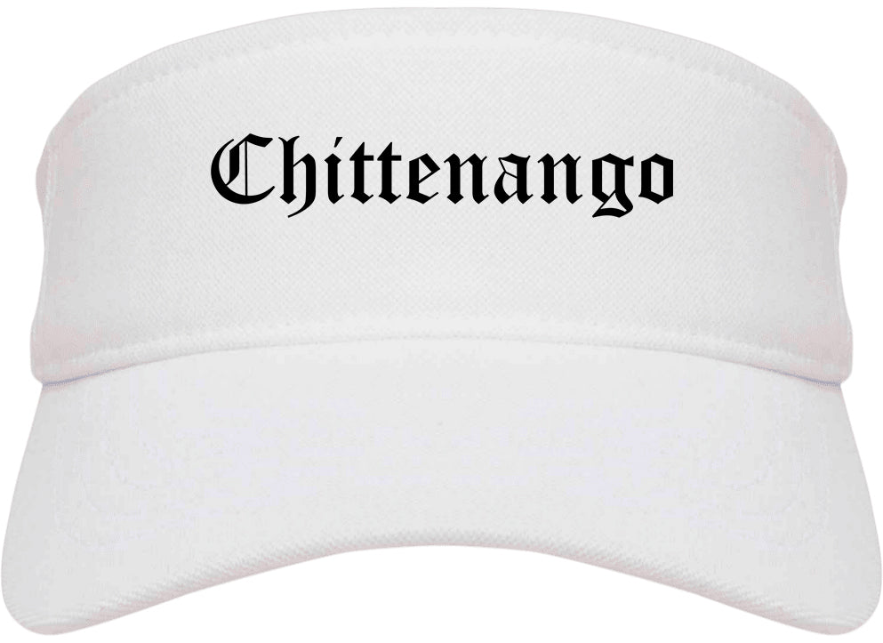 Chittenango New York NY Old English Mens Visor Cap Hat White