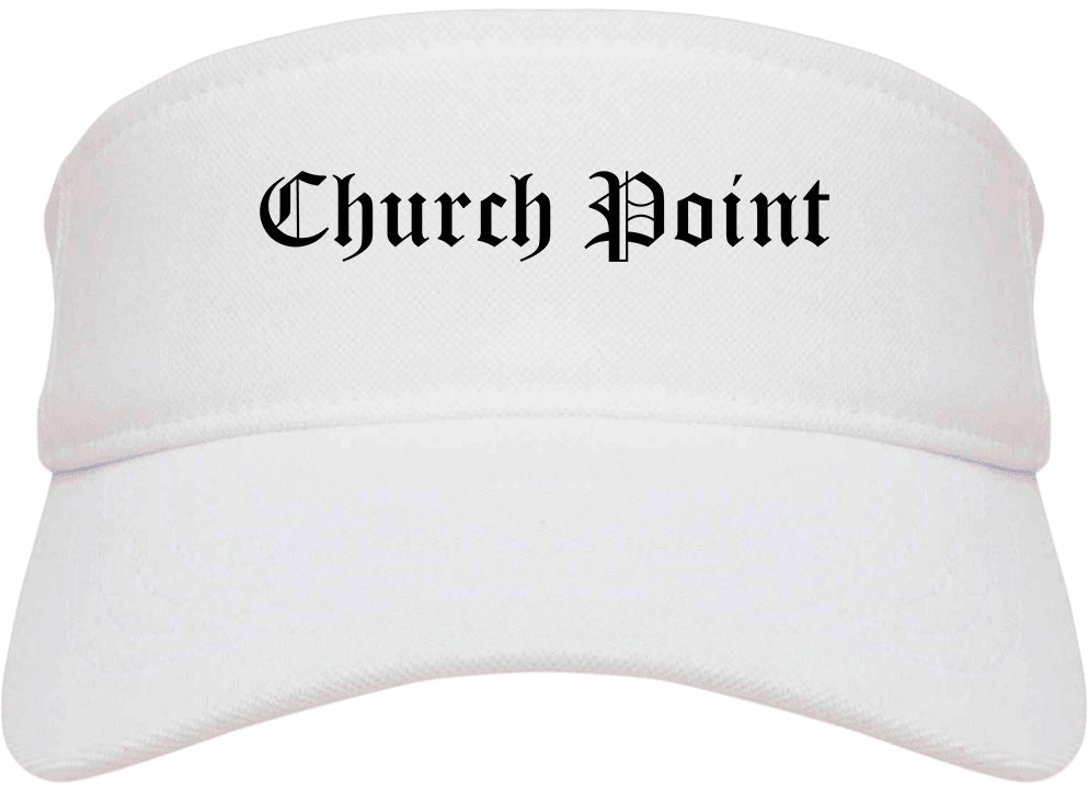 Church Point Louisiana LA Old English Mens Visor Cap Hat White