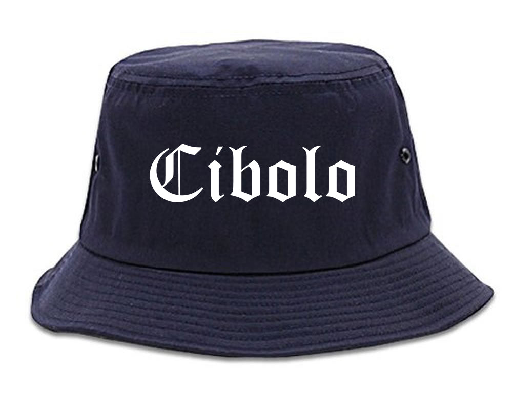 Cibolo Texas TX Old English Mens Bucket Hat Navy Blue