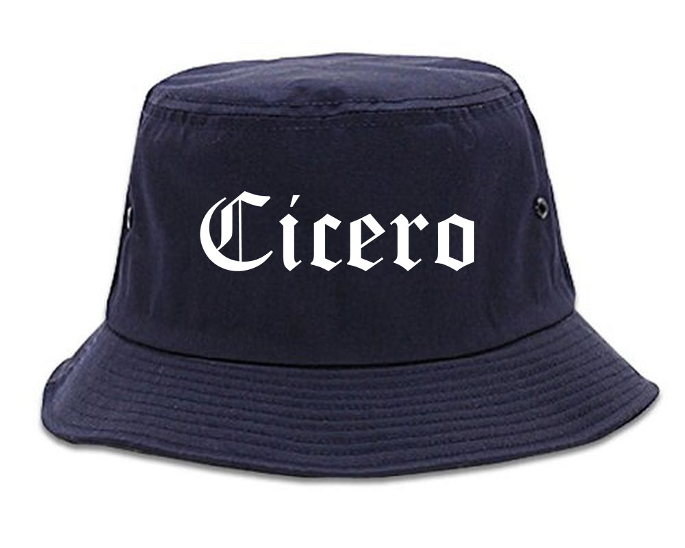 Cicero Illinois IL Old English Mens Bucket Hat Navy Blue