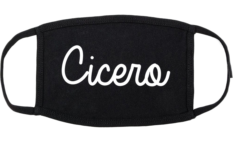 Cicero Illinois IL Script Cotton Face Mask Black