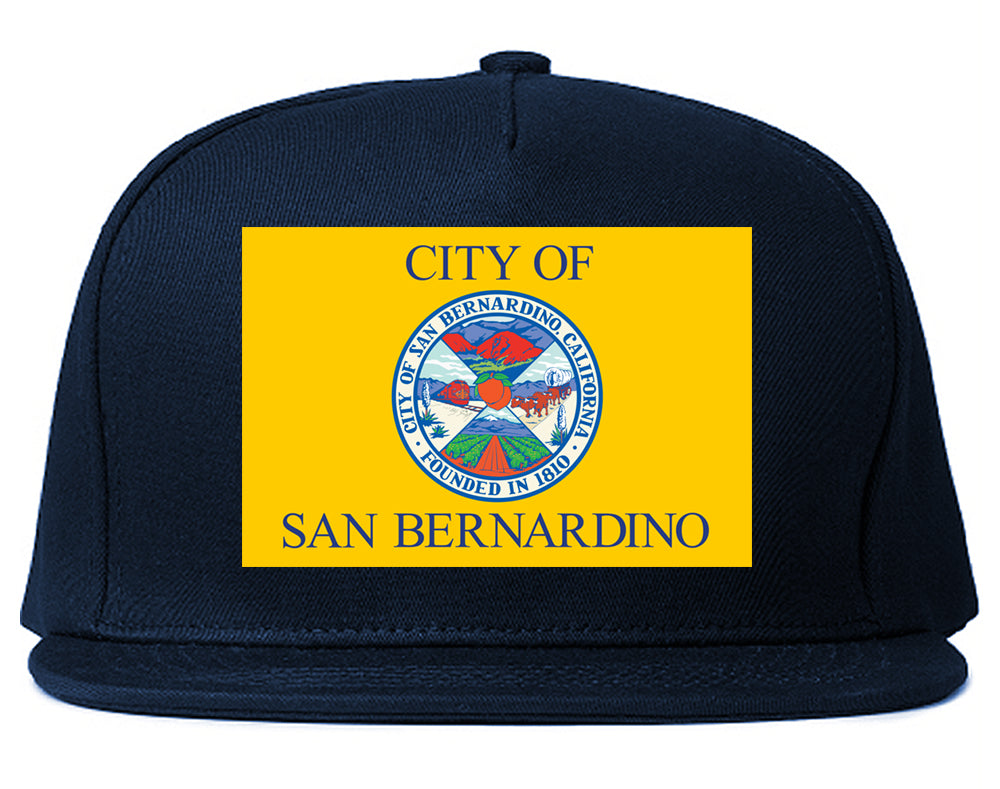 City Of San Bernardino California FLAG Mens Snapback Hat Navy Blue