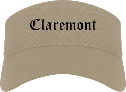 Claremont New Hampshire NH Old English Mens Visor Cap Hat Khaki