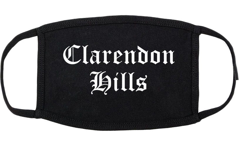 Clarendon Hills Illinois IL Old English Cotton Face Mask Black