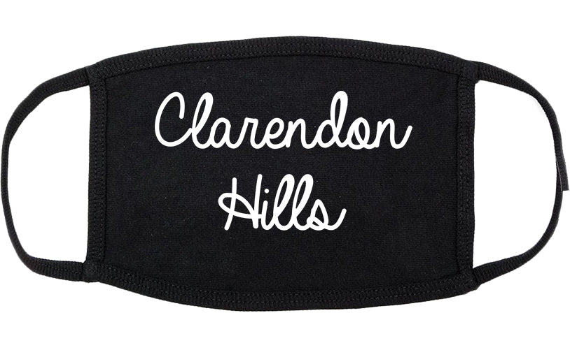 Clarendon Hills Illinois IL Script Cotton Face Mask Black