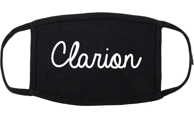Clarion Pennsylvania PA Script Cotton Face Mask Black