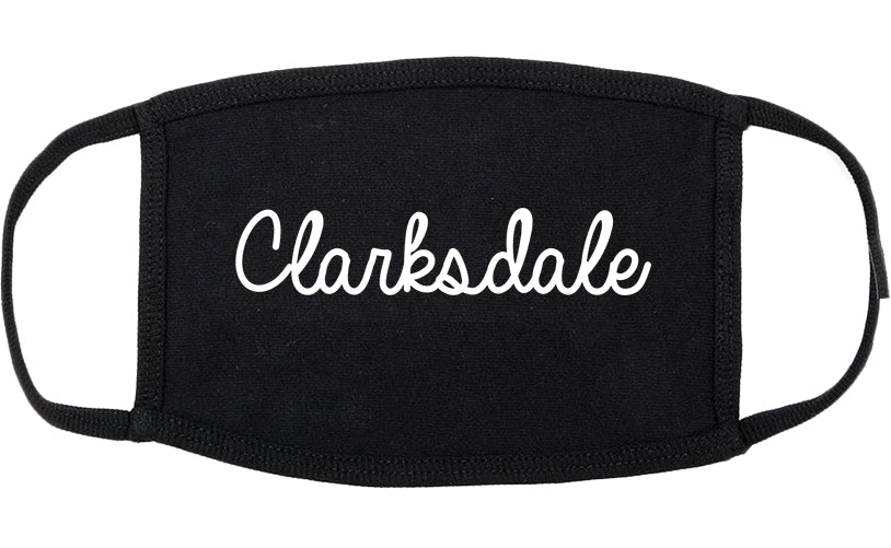 Clarksdale Mississippi MS Script Cotton Face Mask Black