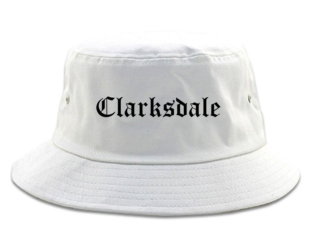 Clarksdale Mississippi MS Old English Mens Bucket Hat White