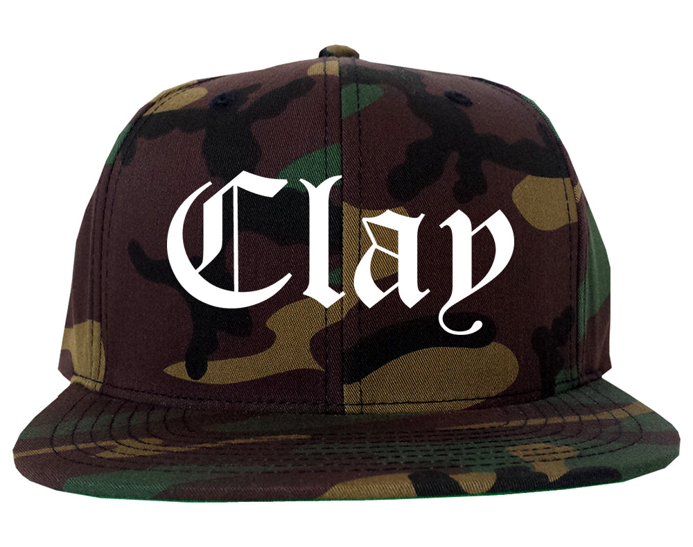Clay Alabama AL Old English Mens Snapback Hat Army Camo