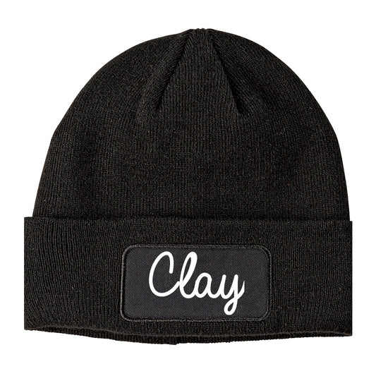 Clay Alabama AL Script Mens Knit Beanie Hat Cap Black
