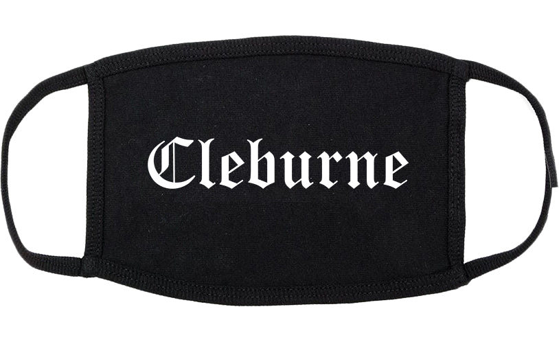 Cleburne Texas TX Old English Cotton Face Mask Black