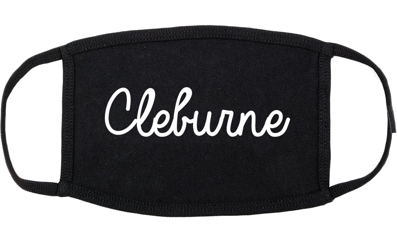 Cleburne Texas TX Script Cotton Face Mask Black
