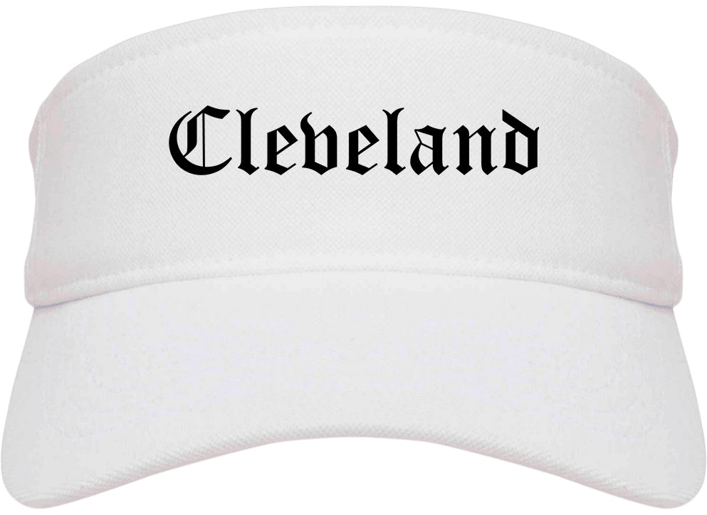 Cleveland Texas TX Old English Mens Visor Cap Hat White