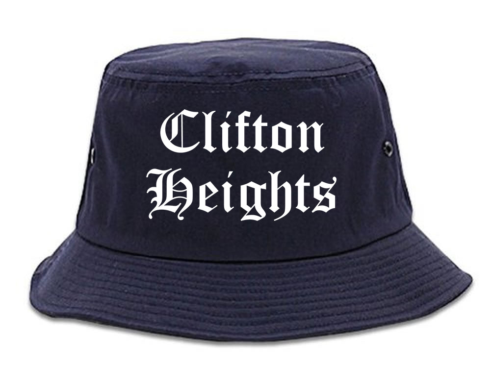 Clifton Heights Pennsylvania PA Old English Mens Bucket Hat Navy Blue