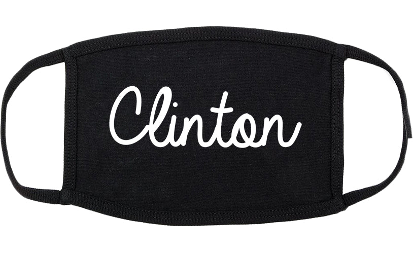 Clinton North Carolina NC Script Cotton Face Mask Black