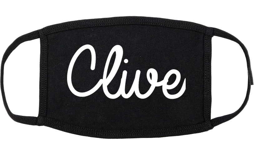Clive Iowa IA Script Cotton Face Mask Black