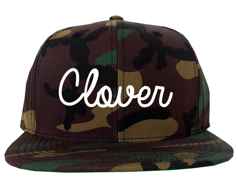 Clover South Carolina SC Script Mens Snapback Hat Army Camo