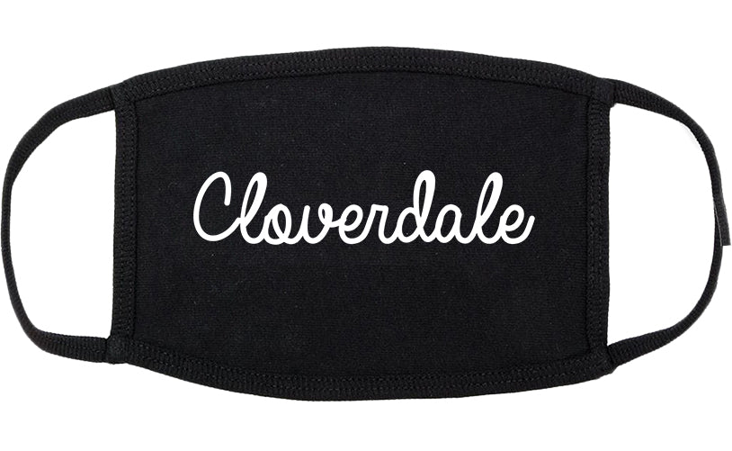 Cloverdale California CA Script Cotton Face Mask Black