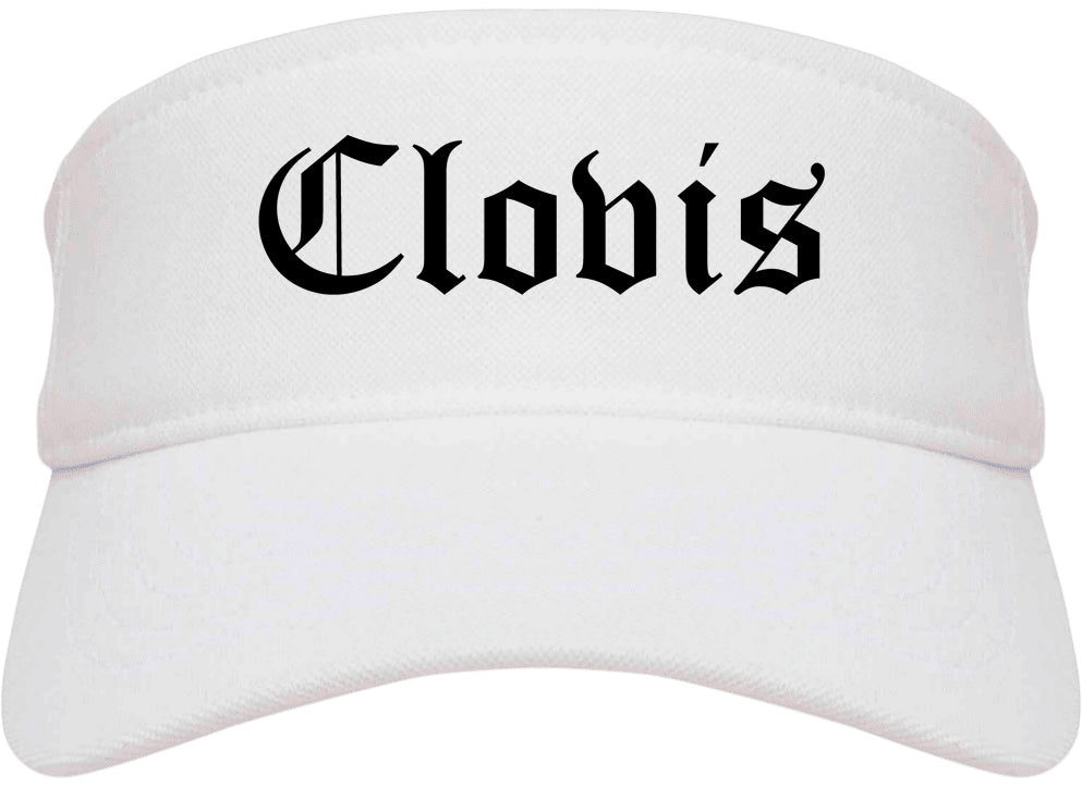 Clovis New Mexico NM Old English Mens Visor Cap Hat White