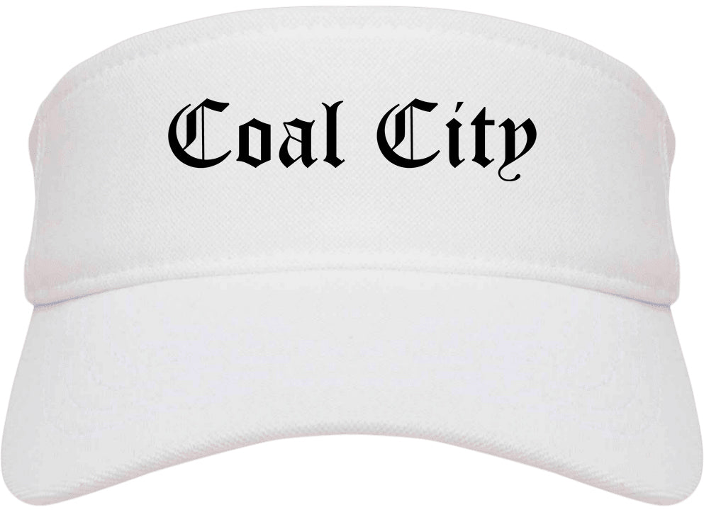 Coal City Illinois IL Old English Mens Visor Cap Hat White