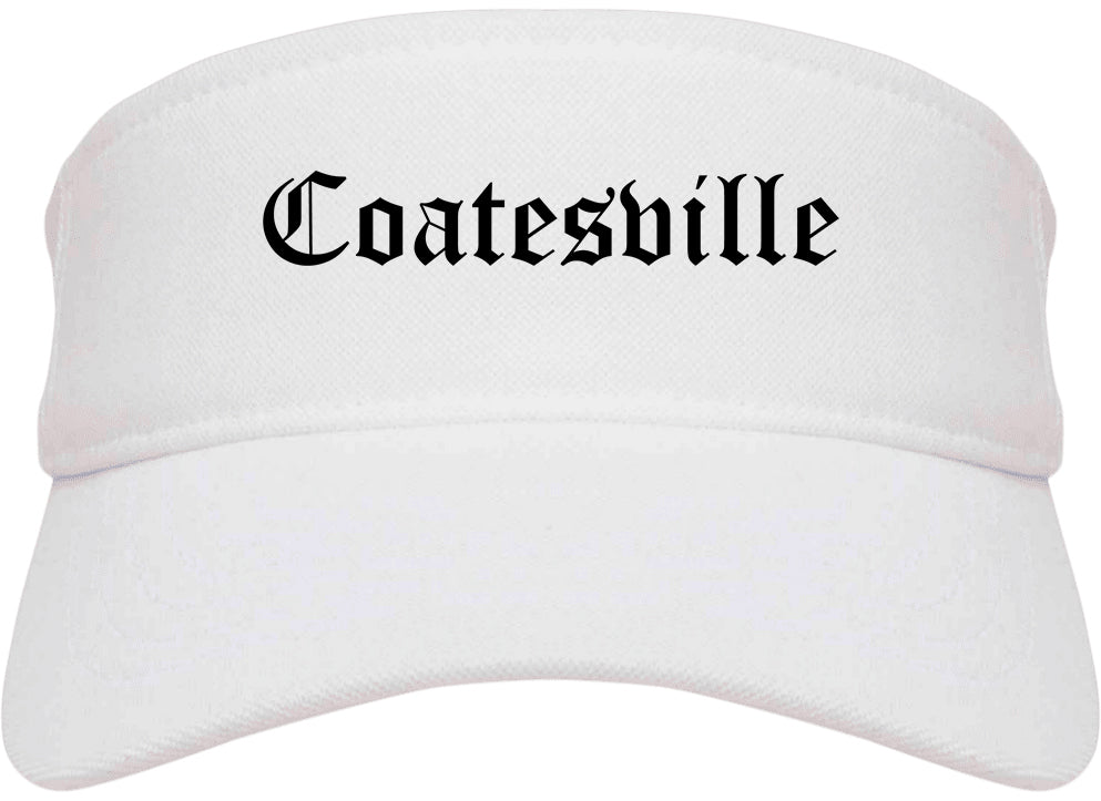 Coatesville Pennsylvania PA Old English Mens Visor Cap Hat White