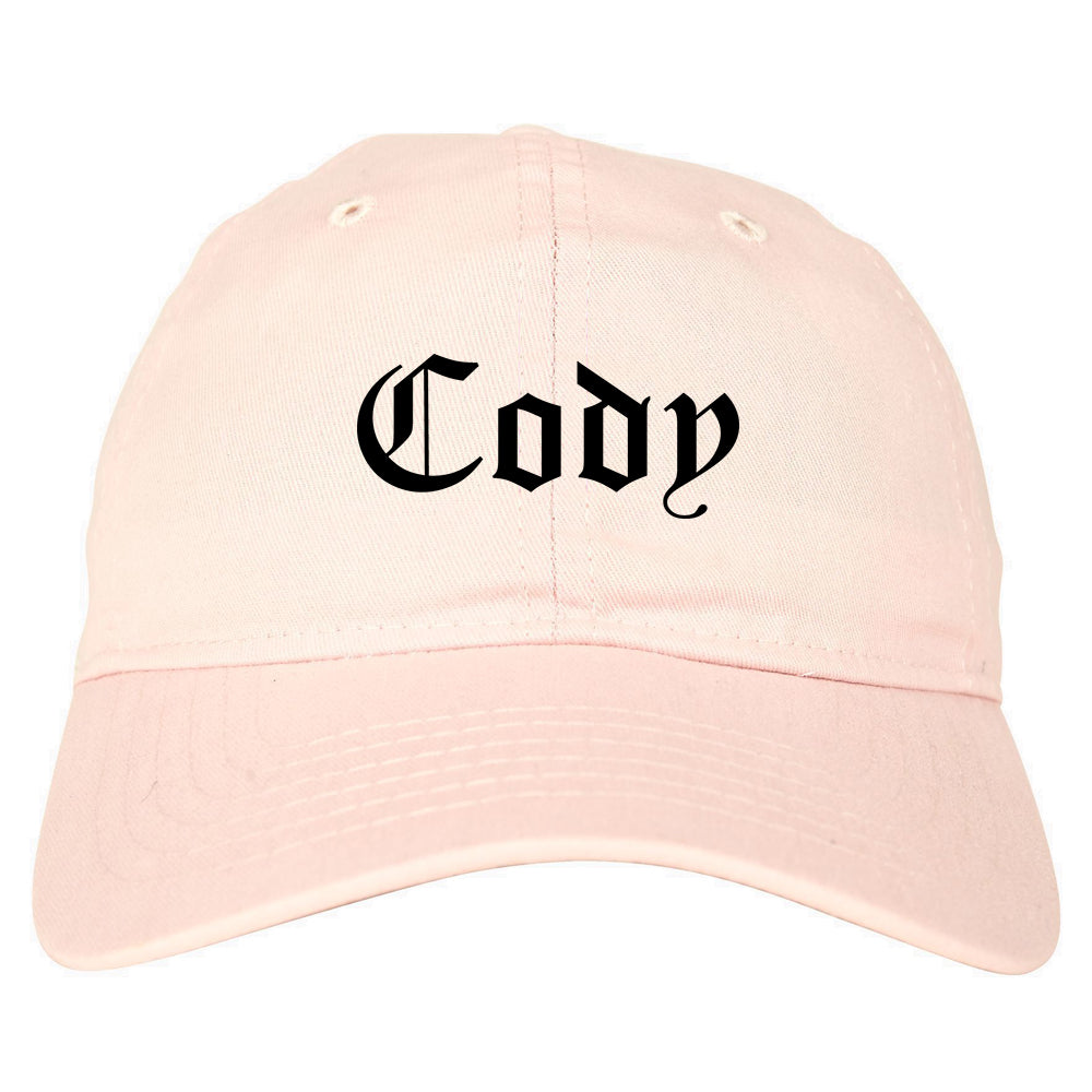 Cody Wyoming WY Old English Mens Dad Hat Baseball Cap Pink