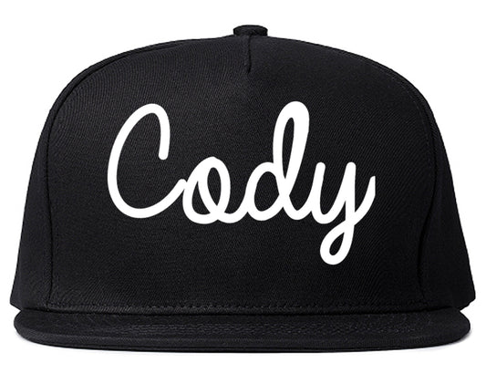 Cody Wyoming WY Script Mens Snapback Hat Black