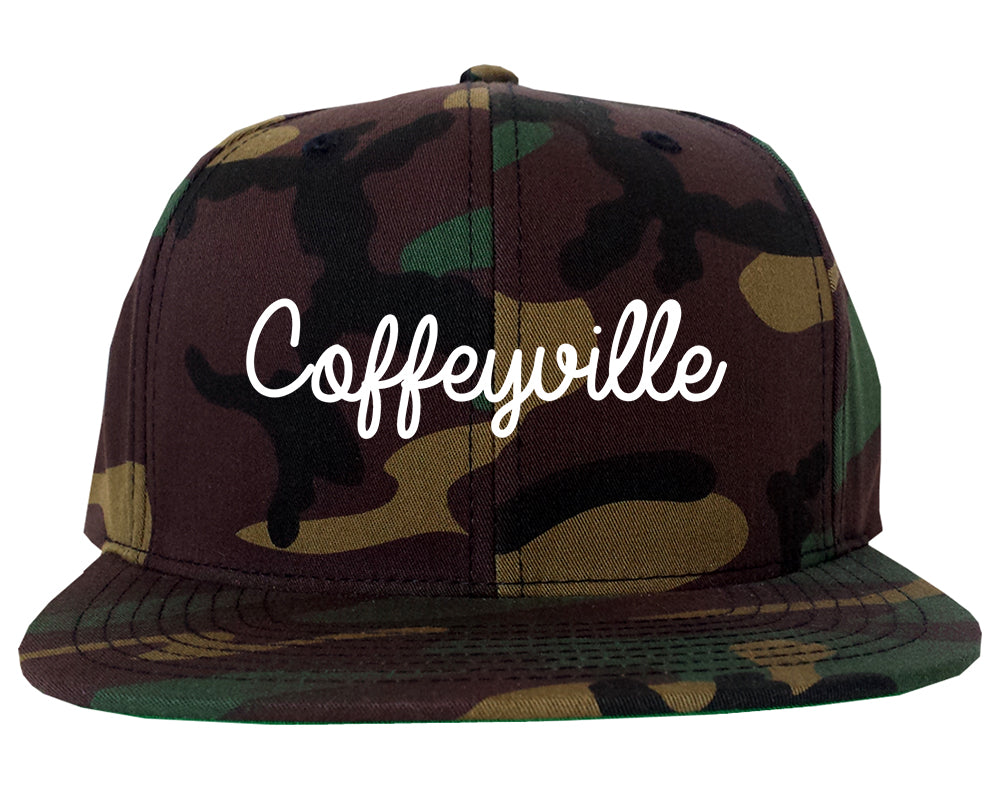 Coffeyville Kansas KS Script Mens Snapback Hat Army Camo