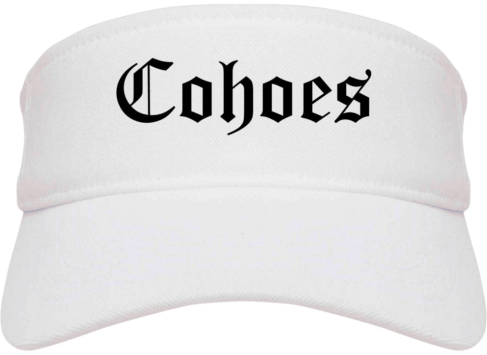 Cohoes New York NY Old English Mens Visor Cap Hat White