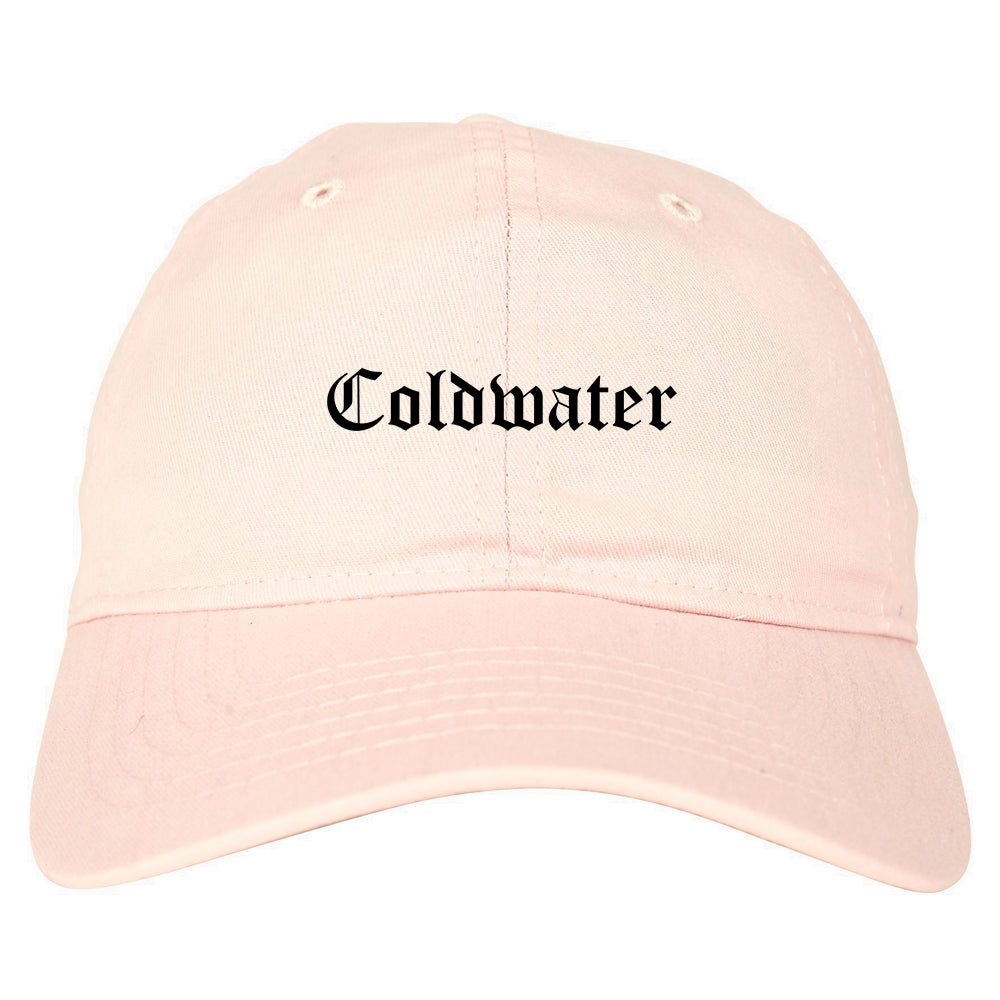 Coldwater Michigan MI Old English Mens Dad Hat Baseball Cap Pink